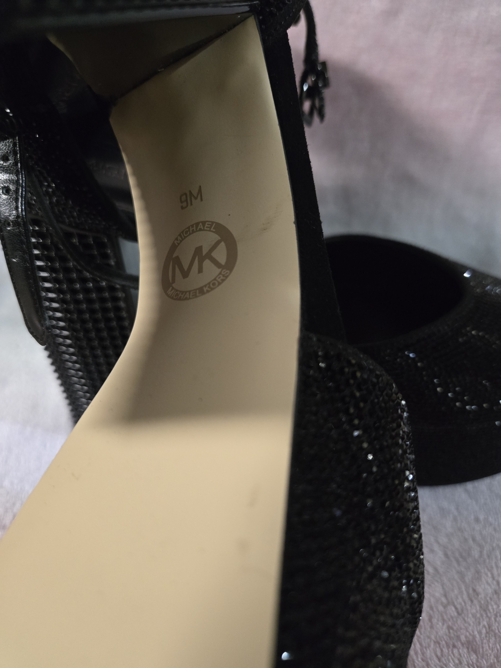 MICHAEL Michael Kors Black Crystal Platform Block Heel Sandals - Picture 7 of 7